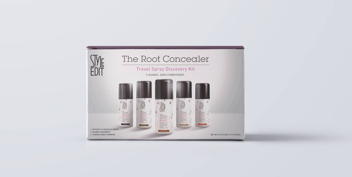 Root concealer travel spray discovery kit box, side view