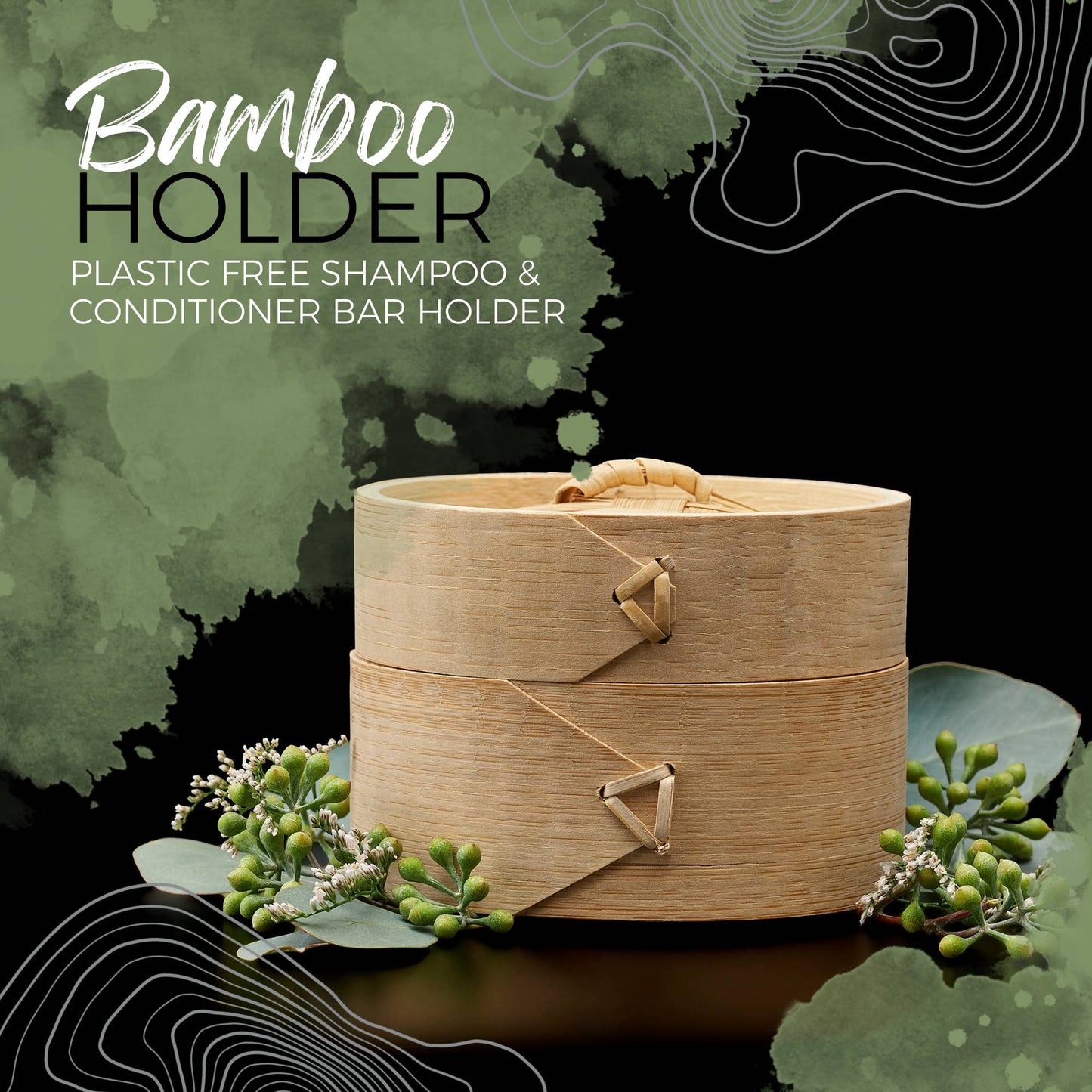 Natural bamboo shampoo bar holder with lid and base | 100% sustainable bamboo | The Pixie Garden