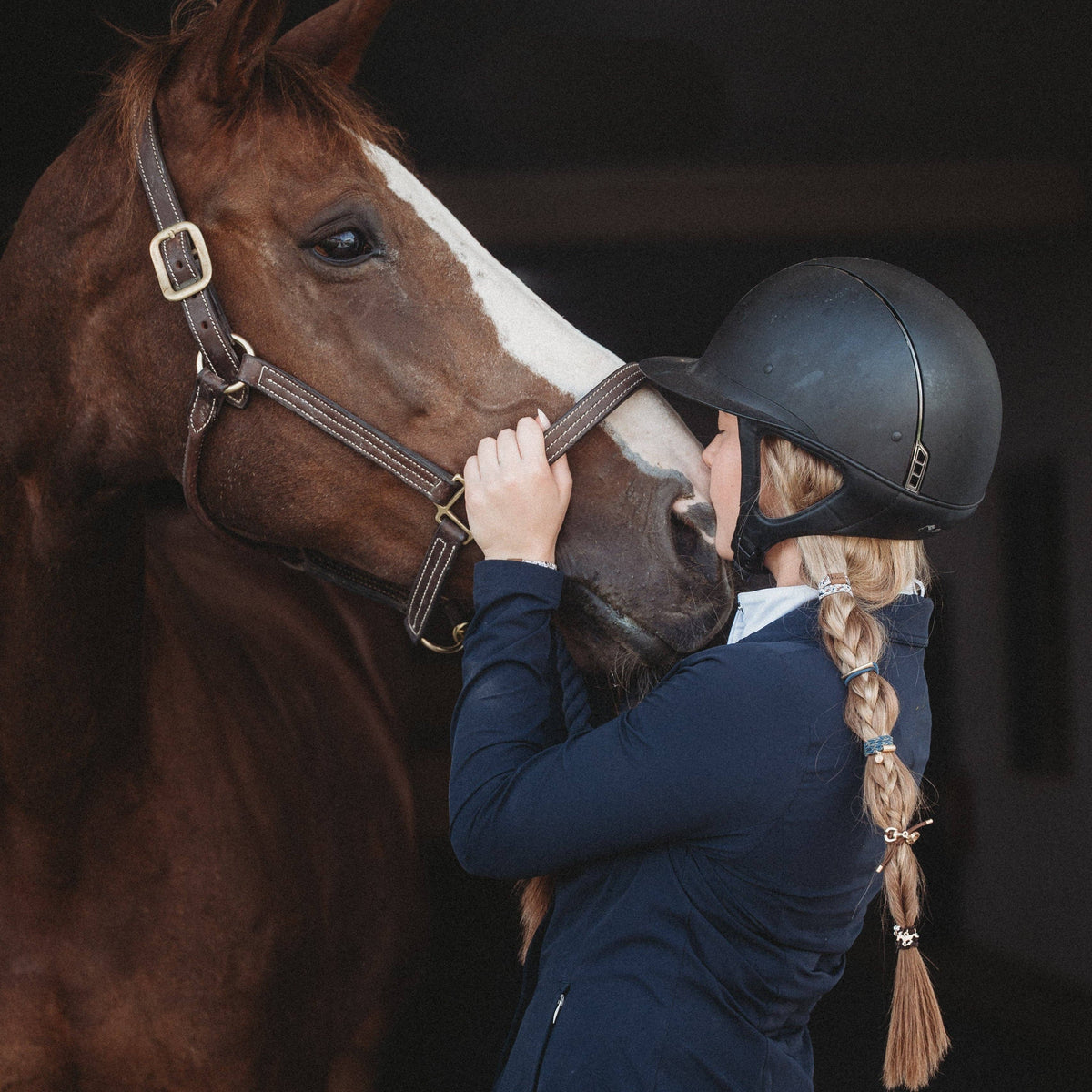 "Gallop" Horse & Bit Equestrian Accents in Rich Brown & Blue Hair Tie Bracelets: Small