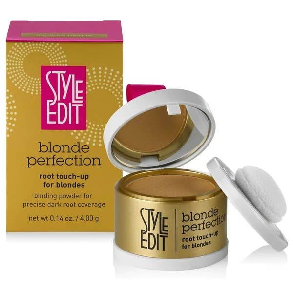 Blonde Perfection root touch-up retail box beside the open compact