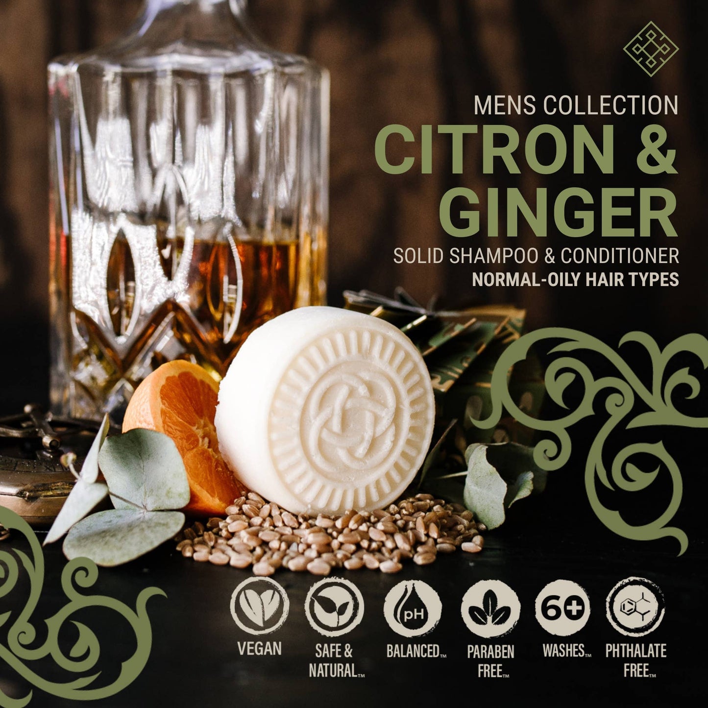Sulfate-free clarifying shampoo bar for men's oily scalps, sustainable hair care, The Pixie Garden