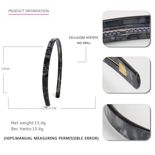 Black narrow acetate hairband, salon-selected by The Pixie Garden