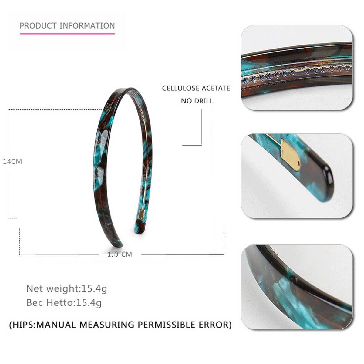 Dark green narrow acetate hairband, salon-selected by The Pixie Garden