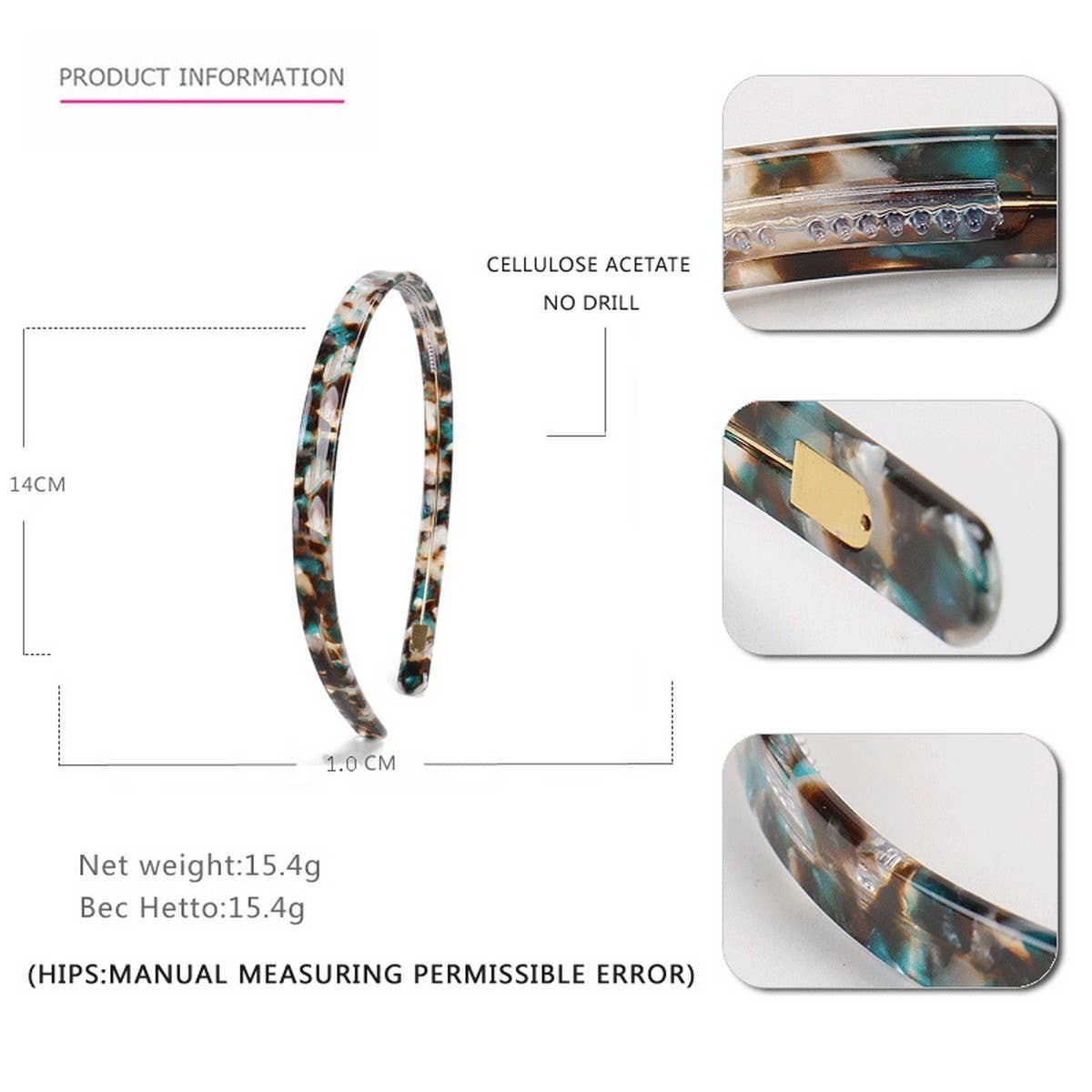 Multicolor tortoise narrow acetate hairband, salon-selected by The Pixie Garden